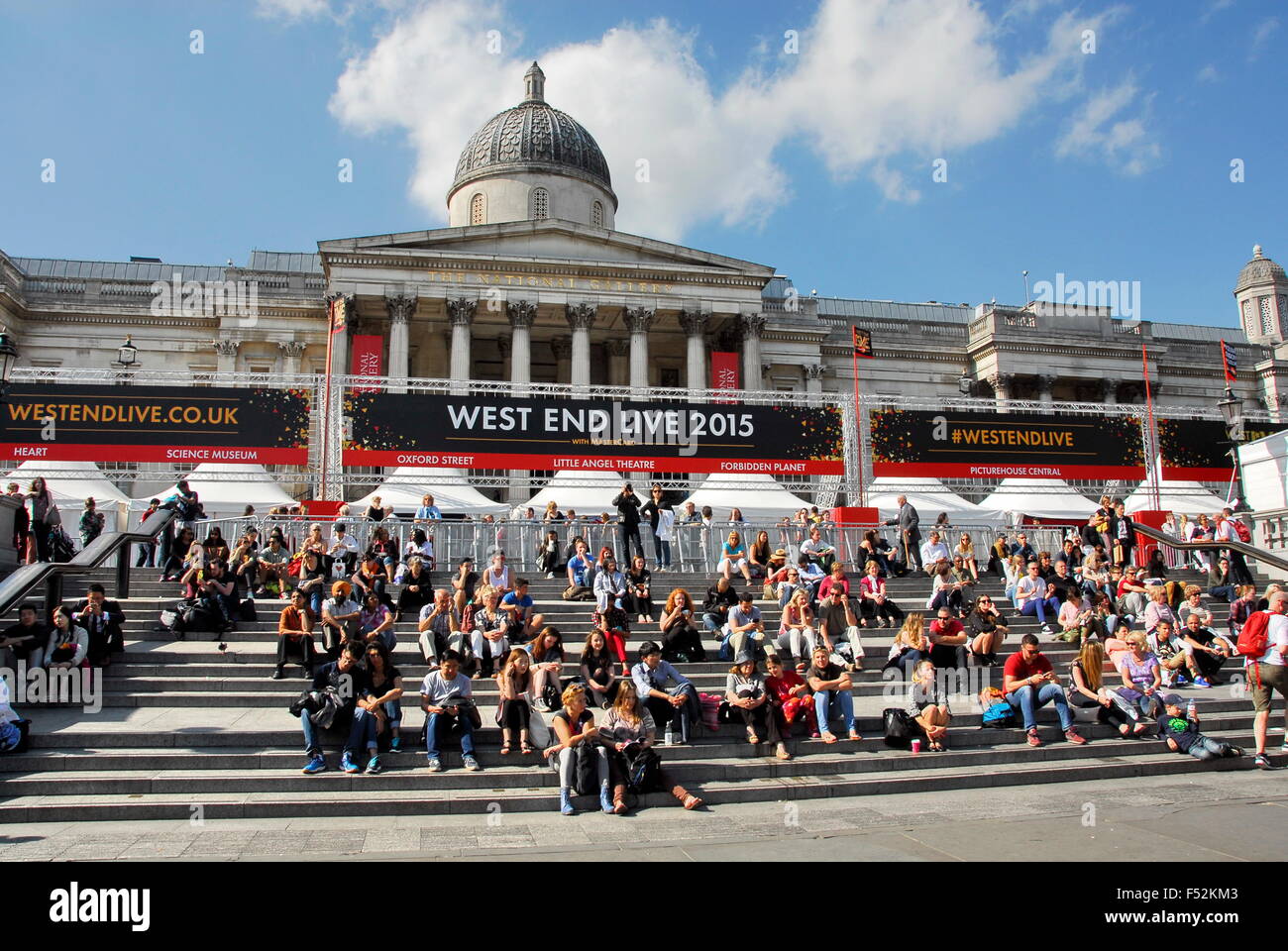 The West End Live 2015 crown in front of the National Gallery in London, England, UK Stock Photo