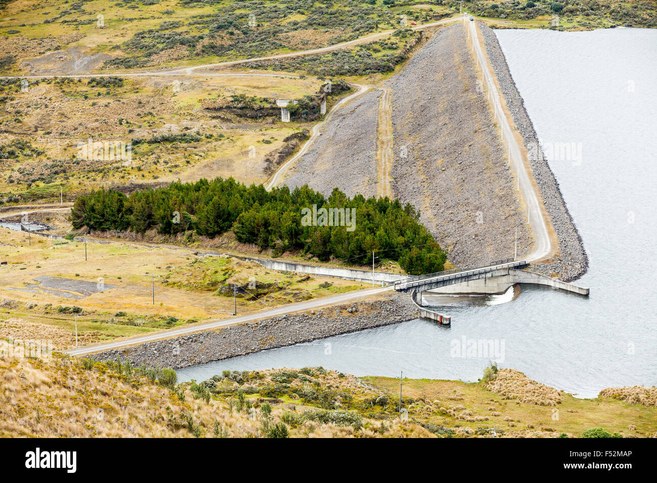 Manmade Dam On Pisayambo Lagoon Llanganates National Park Ecuador Stock Photo