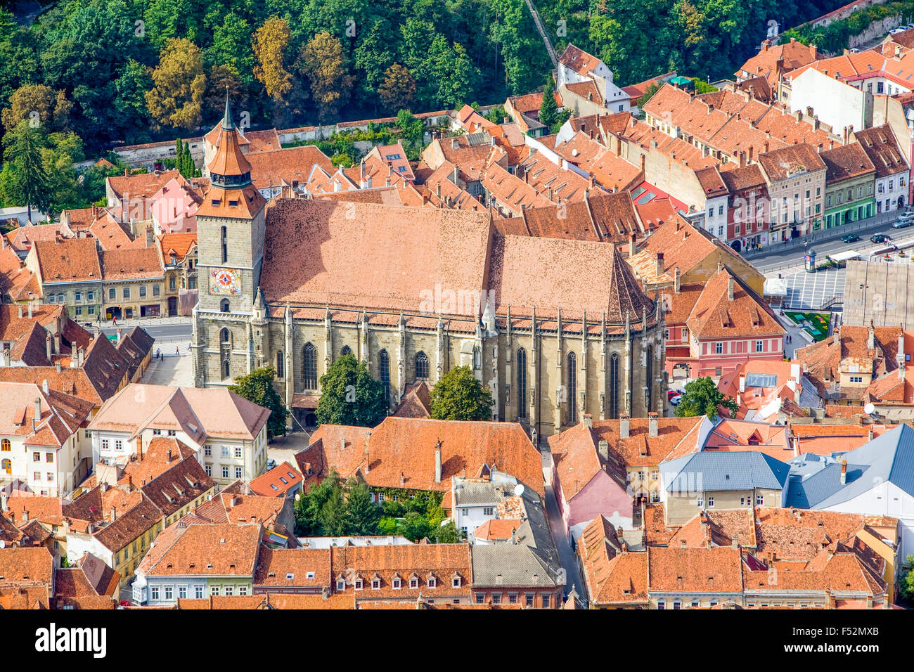 Aerial View Of Darmstadt Black Church Brasov Romania Stock Photo