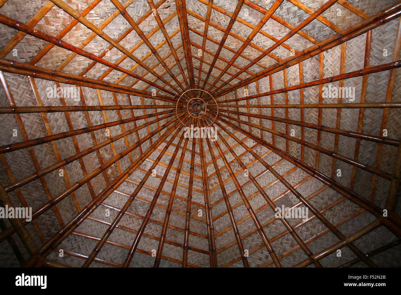 Roof made up of palm leaf and wood Stock Photo