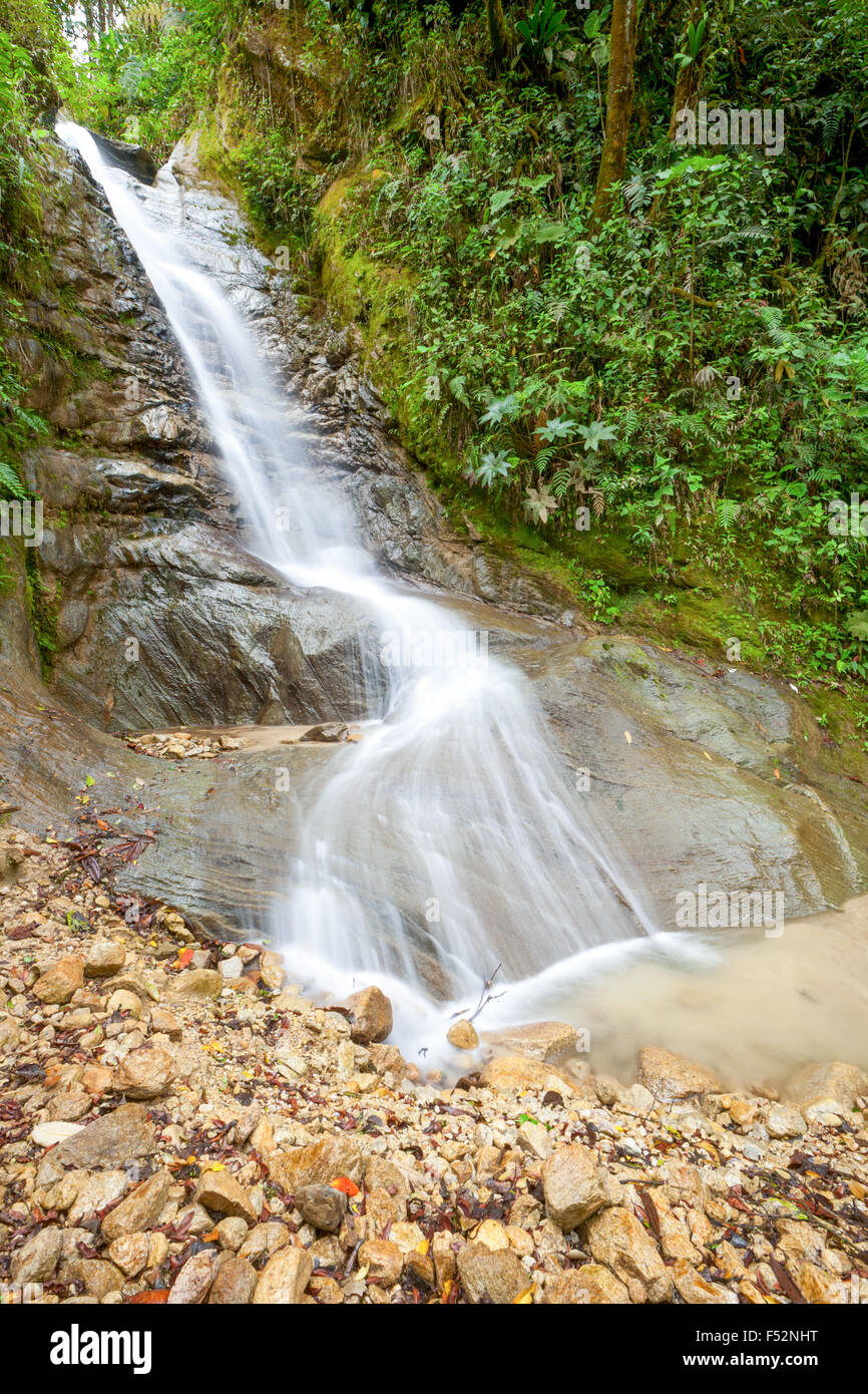 Waterfall In Machay Mountain Close To Banos Ecuador Stock Photo Alamy