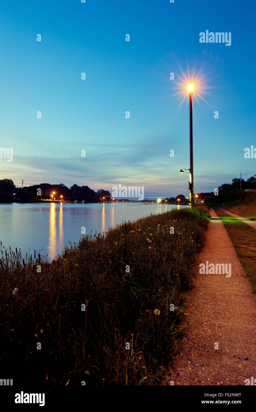 The north Baltic Sea canal, night photograph Stock Photo