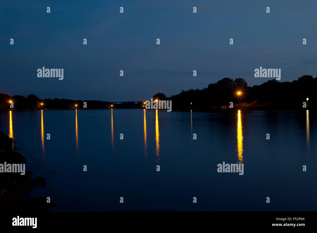 The north Baltic Sea canal, night photograph Stock Photo