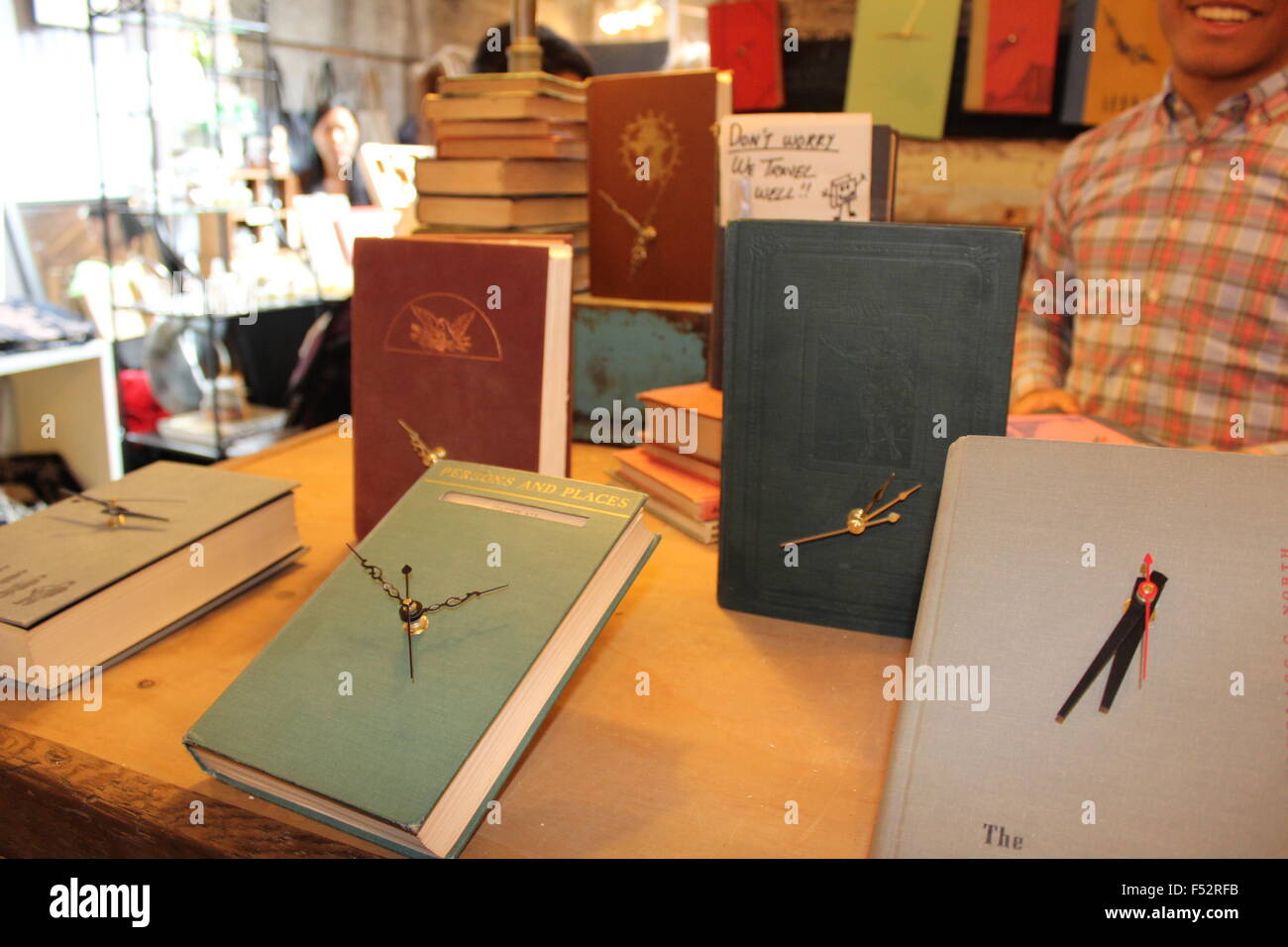 Interesting Clock Books from Brooklyn Fleamarket Stock Photo