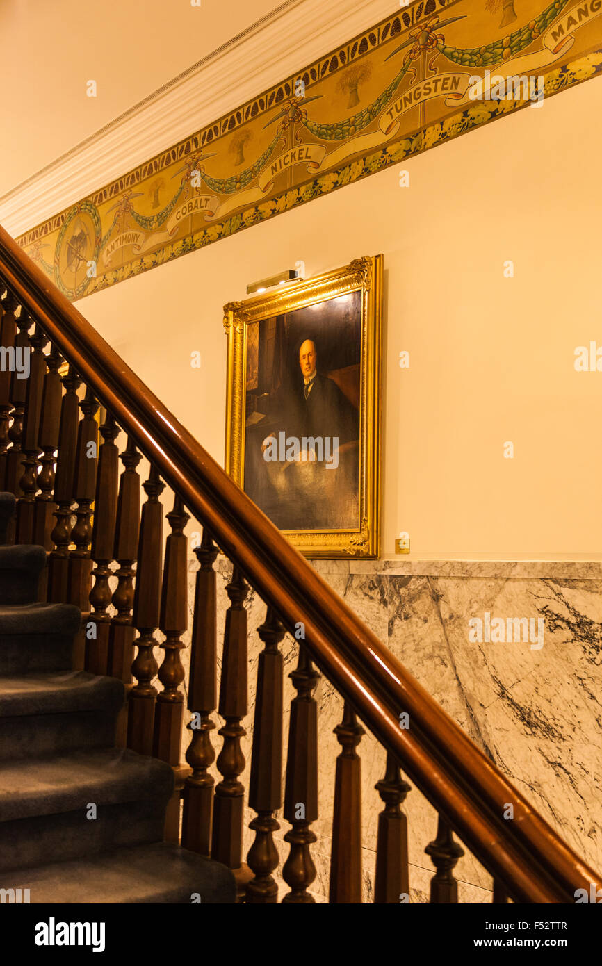 Staircase and an old Governor painting in the Nevada State Capitol Building in Carson City Stock Photo