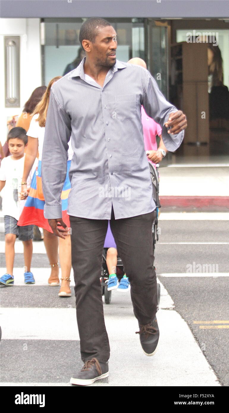 Basketball player Metta World Peace goes shopping in Beverly Hills