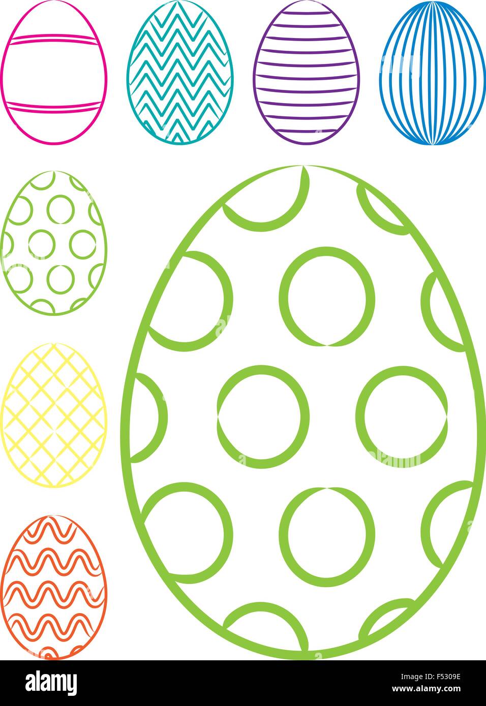Hand Drawn Easter eggs in vector format. Stock Vector