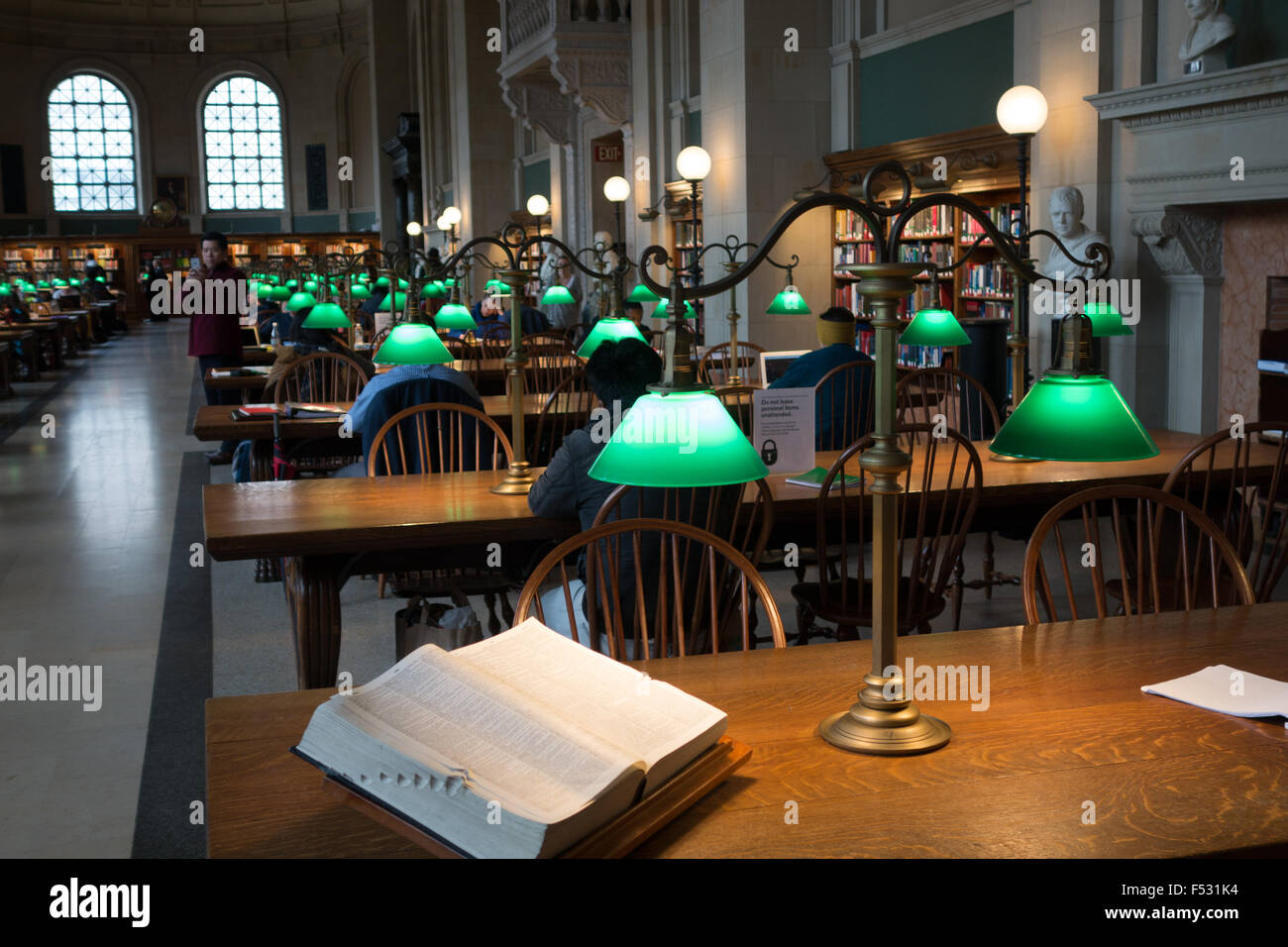 boston library table lamp McKim reading room Stock Photo