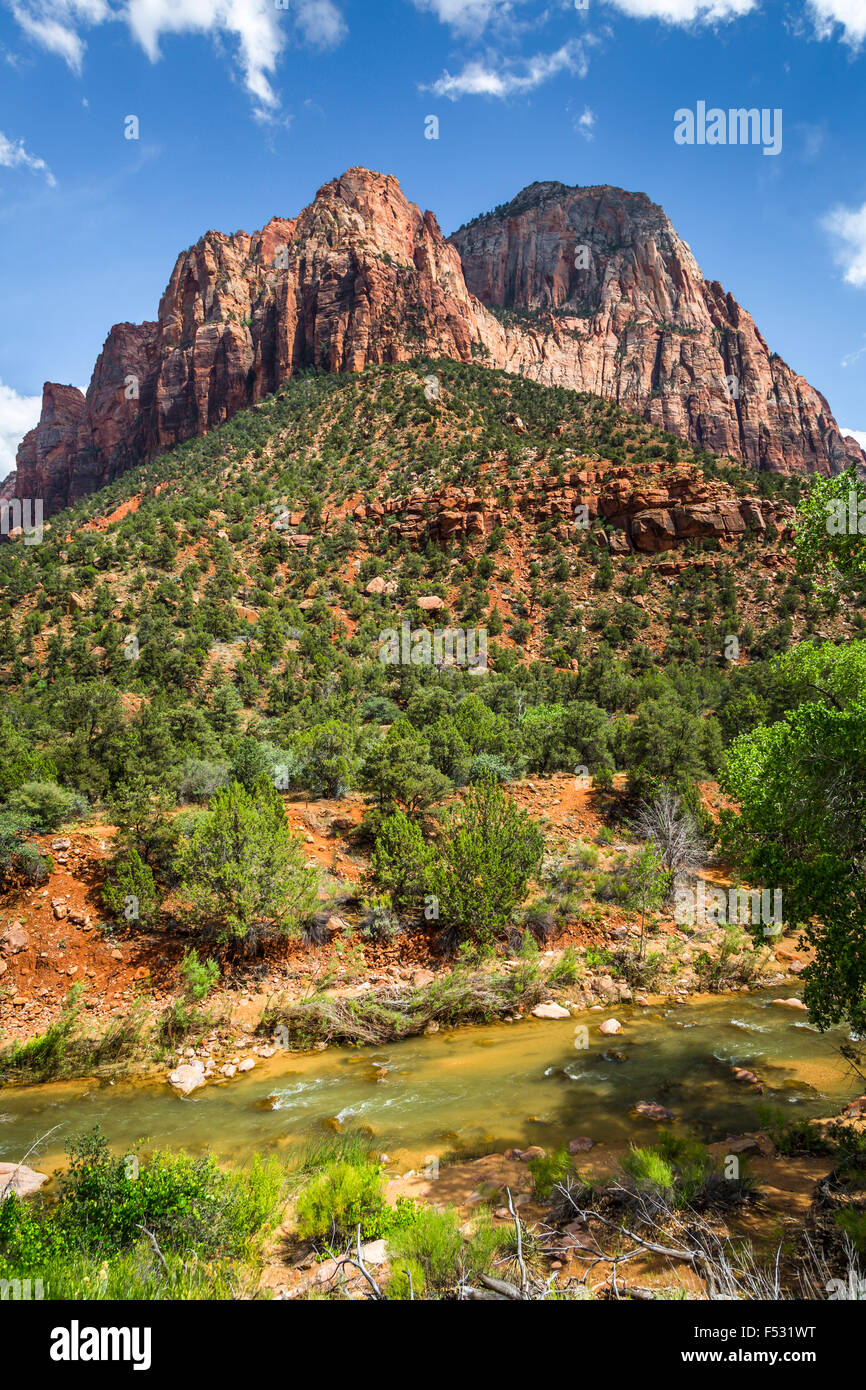 Mountains, buttes and valleys in Zion National Park, Utah, USA. Stock Photo