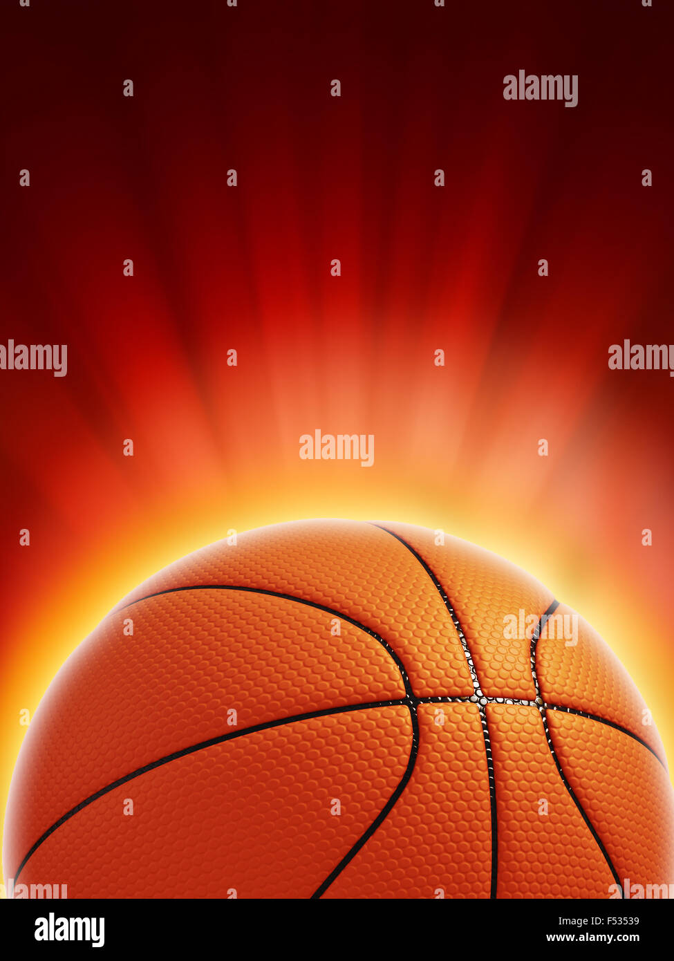 Glowing basketball on red background Stock Photo - Alamy