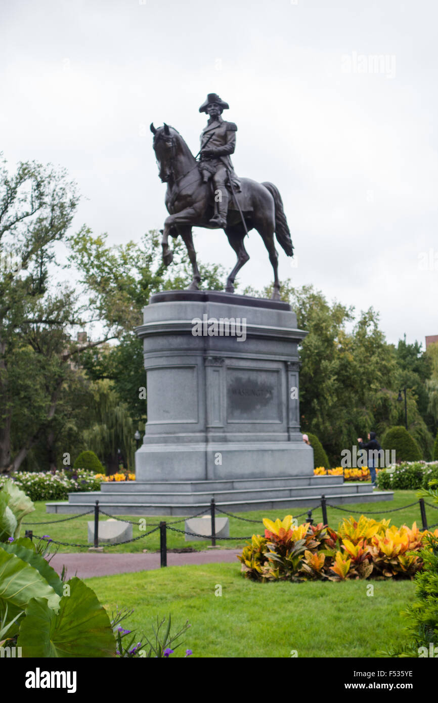 George Washington status boston public garden Stock Photo