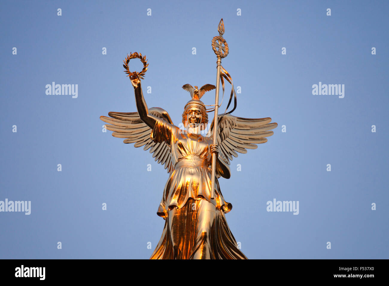 The golden statue of Victoria in the Berlin Victory Column in Berlin
