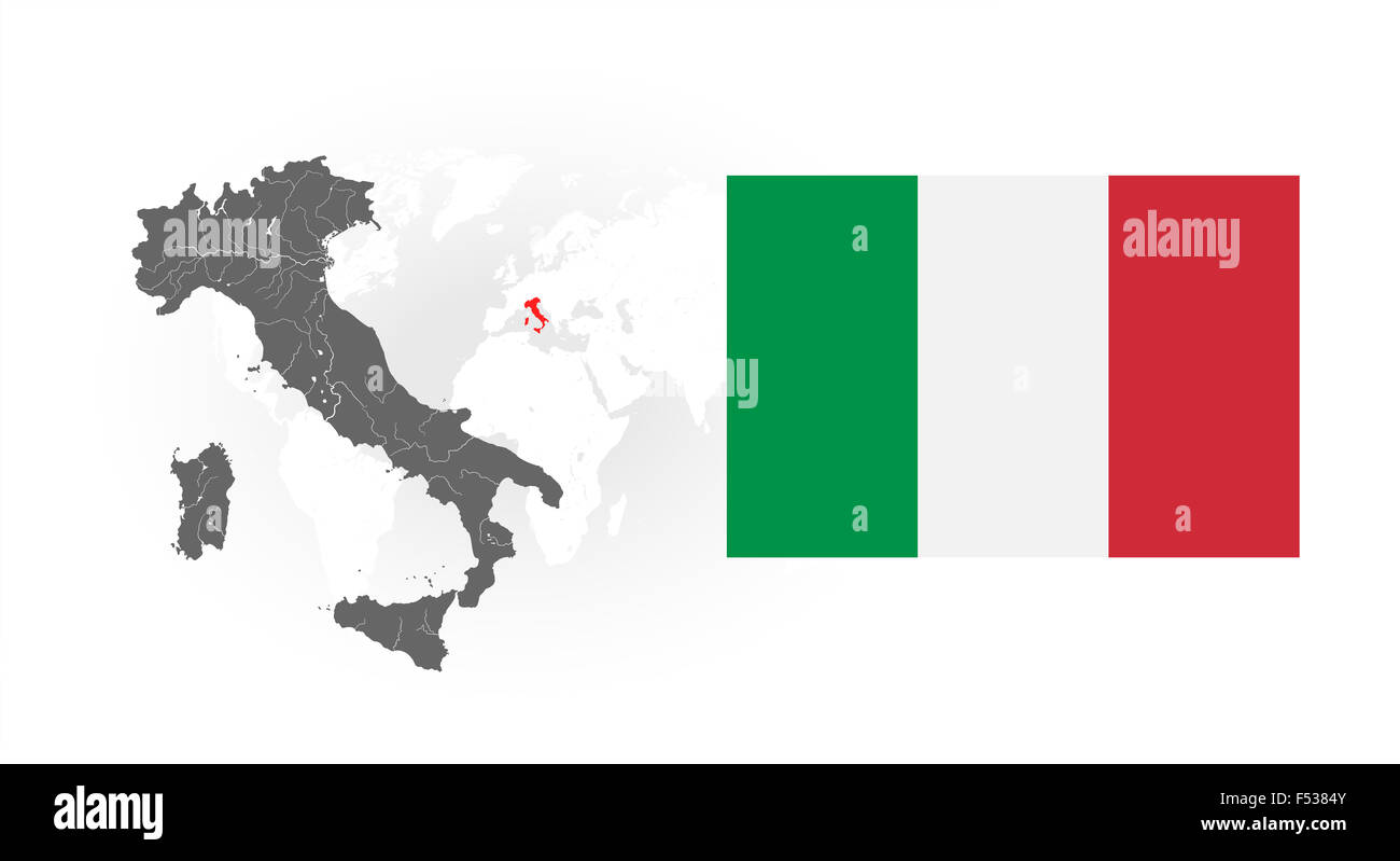 Map of Italy with lakes and rivers, Italy's location on the world map