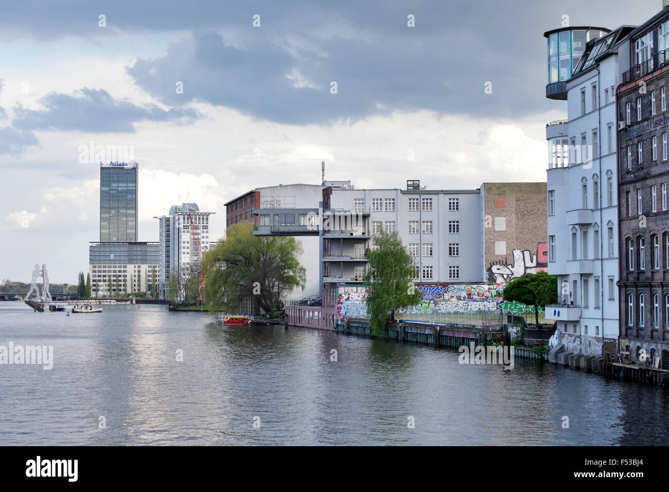 30.04.2015, Berlin, Berlin, Germany Treptowers and former warehouses