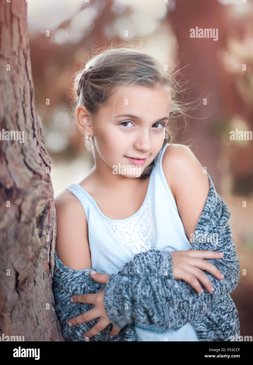 Portrait of a cute girl ten years Stock Photo
