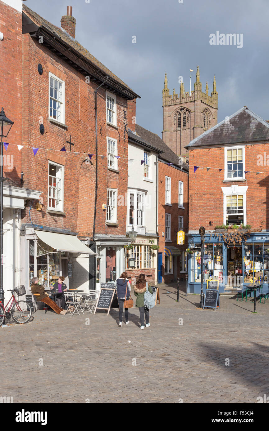 Shopping in Castle square Ludlow, Shropshire, England Stock Photo Alamy