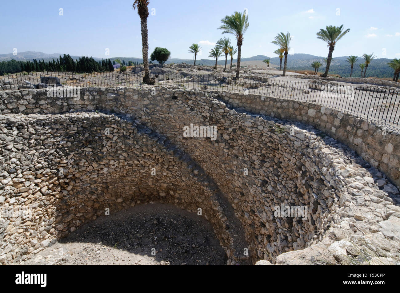 Archaeological excavation Megiddo, grain silo, Israel Stock Photo - Alamy