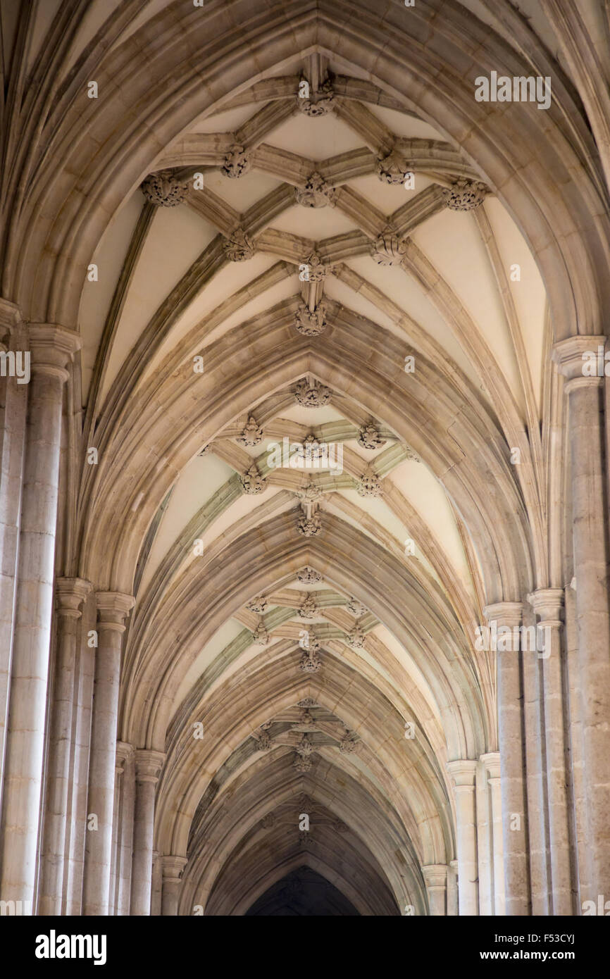 Vaulted ceilings in the aisle of Winchester Cathedral, Hampshire, England Stock Photo
