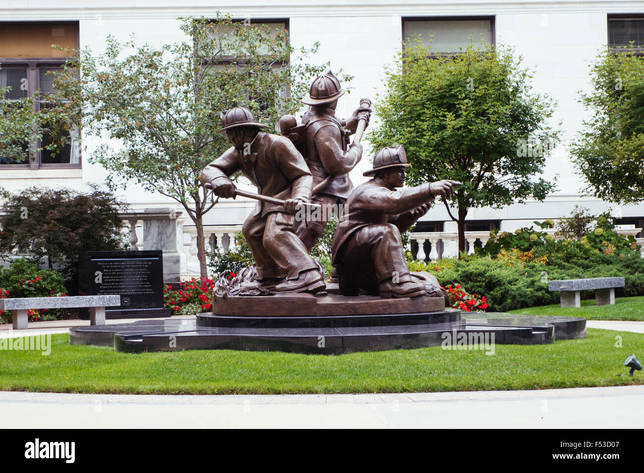 massachusetts state house firefighters sculpture memorial statue Stock Photo