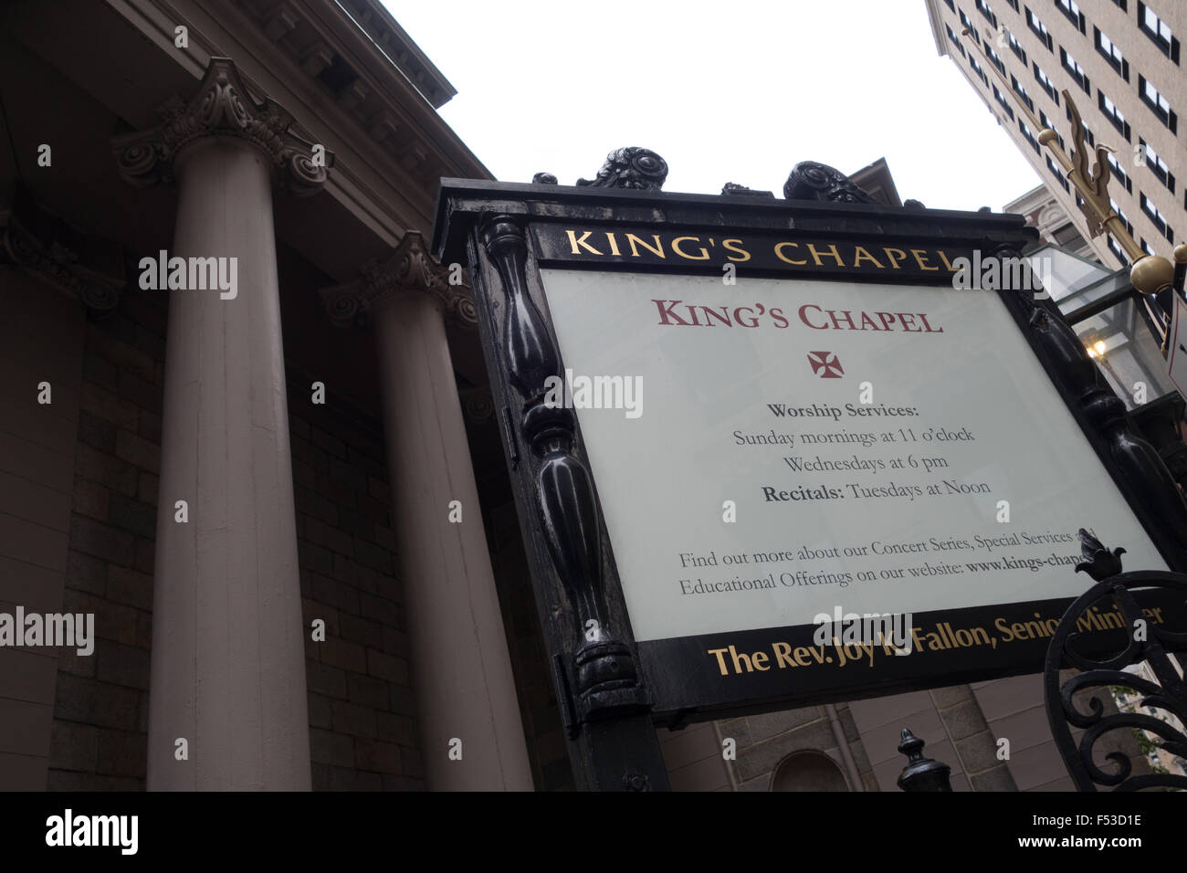 kings chapel sign boston Stock Photo