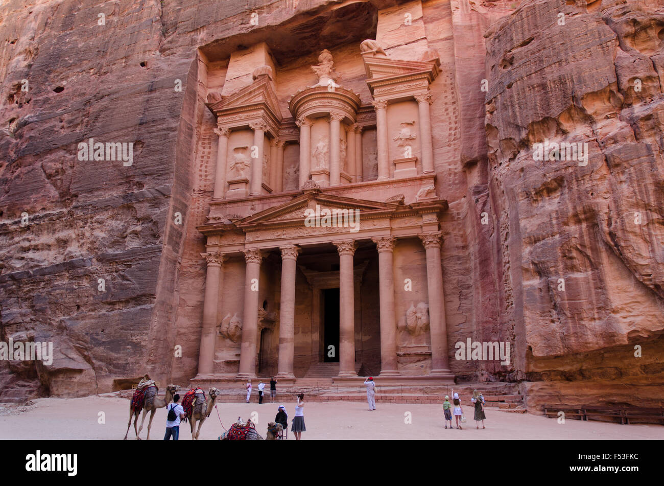resting in front of the entrance to Petra, Stock Photo