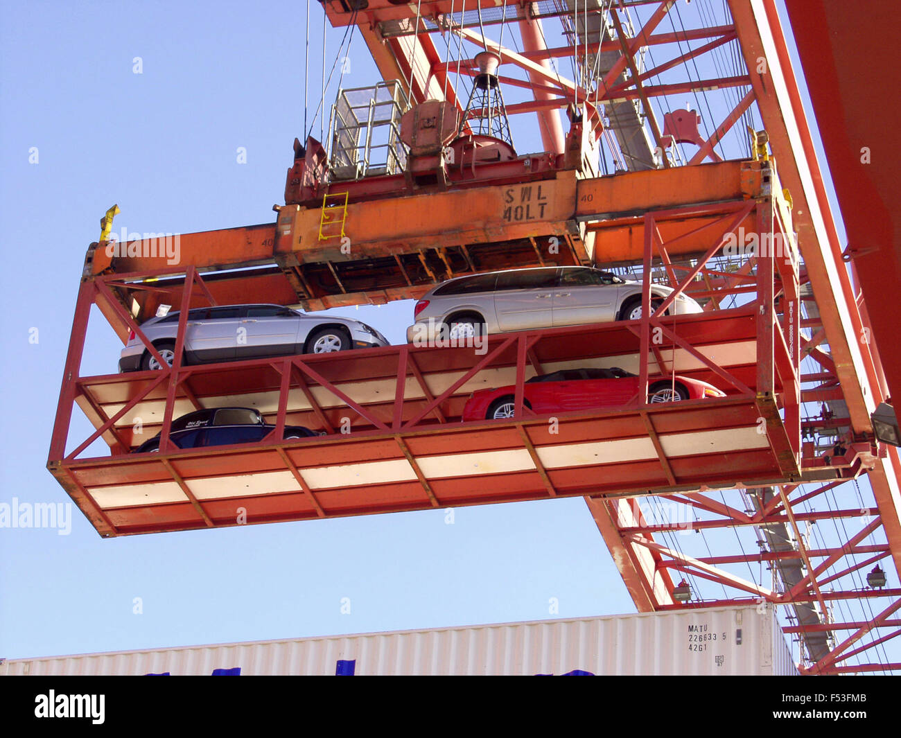 car carrier container being hoisted Stock Photo Alamy