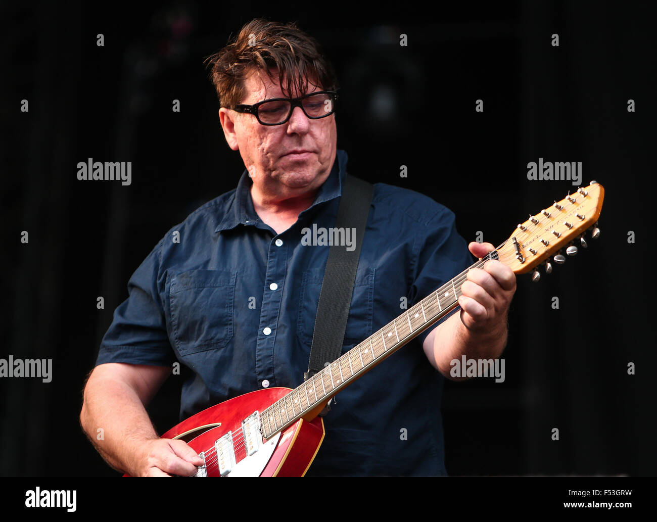 V Festival day 2 - Echo and the Bunnymen - MTV stage  Featuring: Will Sergeant Where: Chelmsford, United Kingdom When: 22 Aug 2015 Stock Photo
