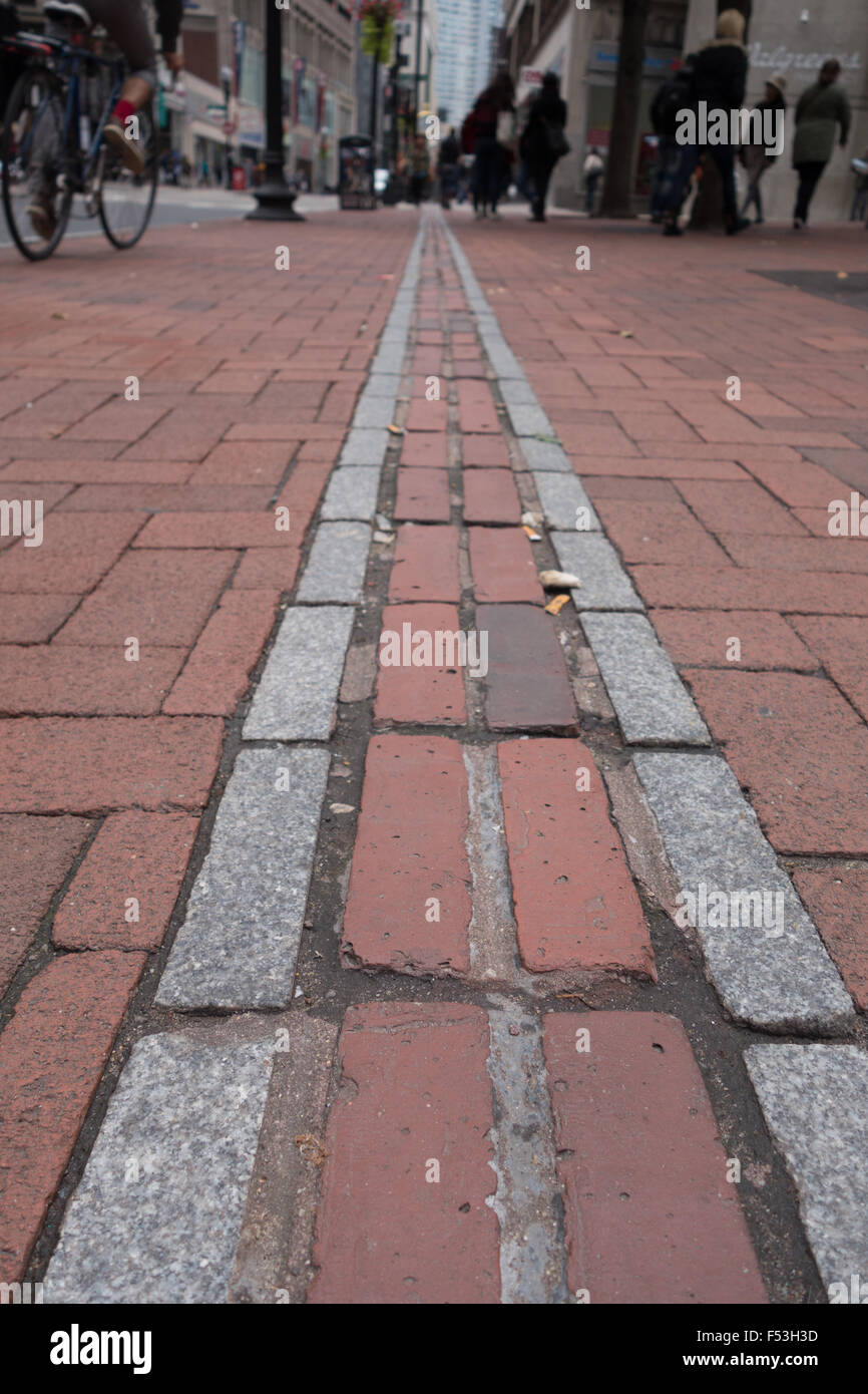 Boston freedom trail red brick Stock Photo