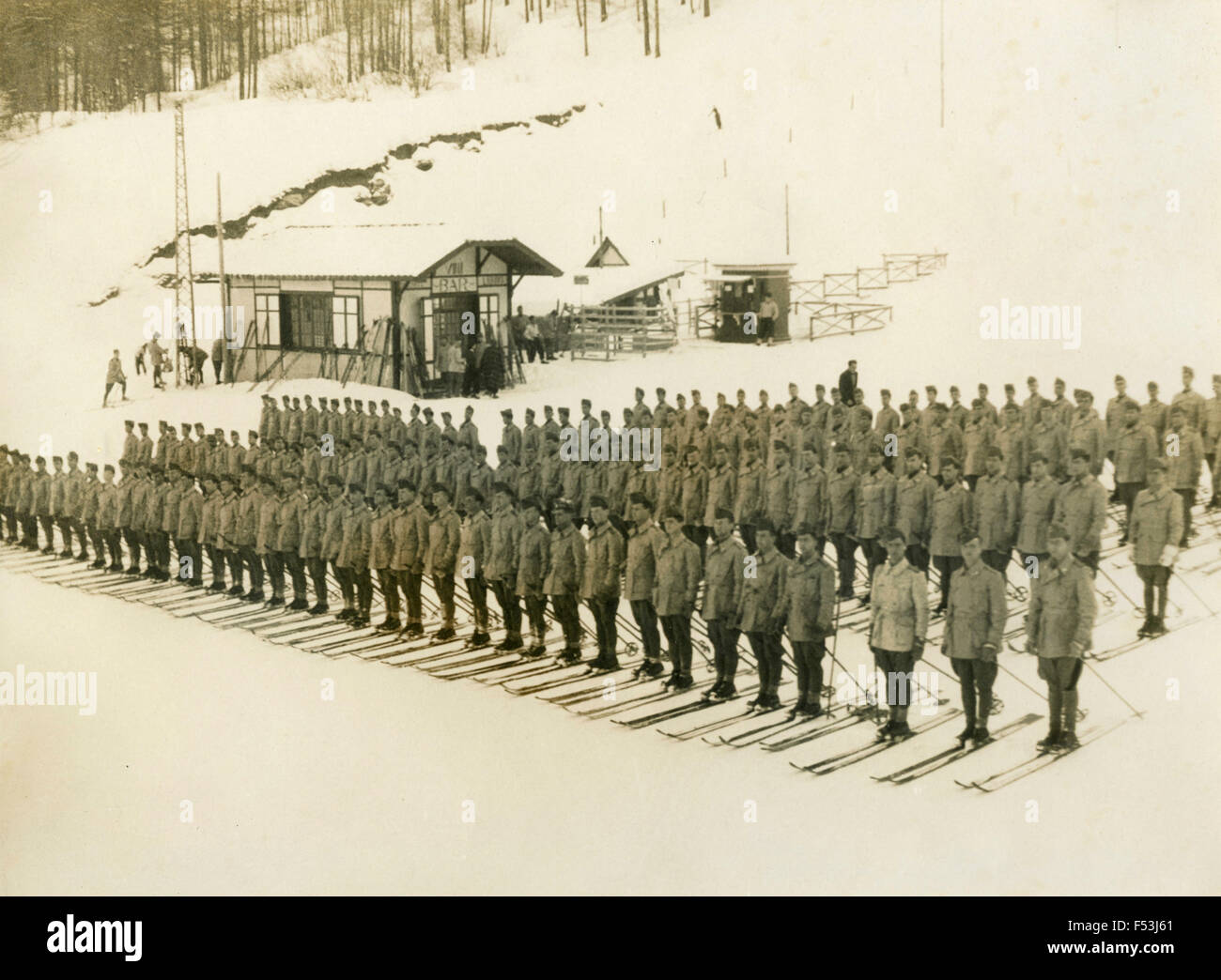 Alpine skiers in training, Italy Stock Photo