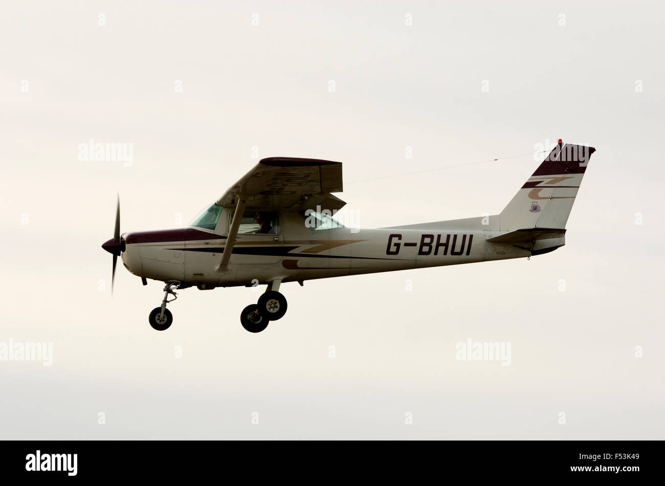 Cessna 152 at Wellesbourne Airfield, UK (G-BHUI) Stock Photo