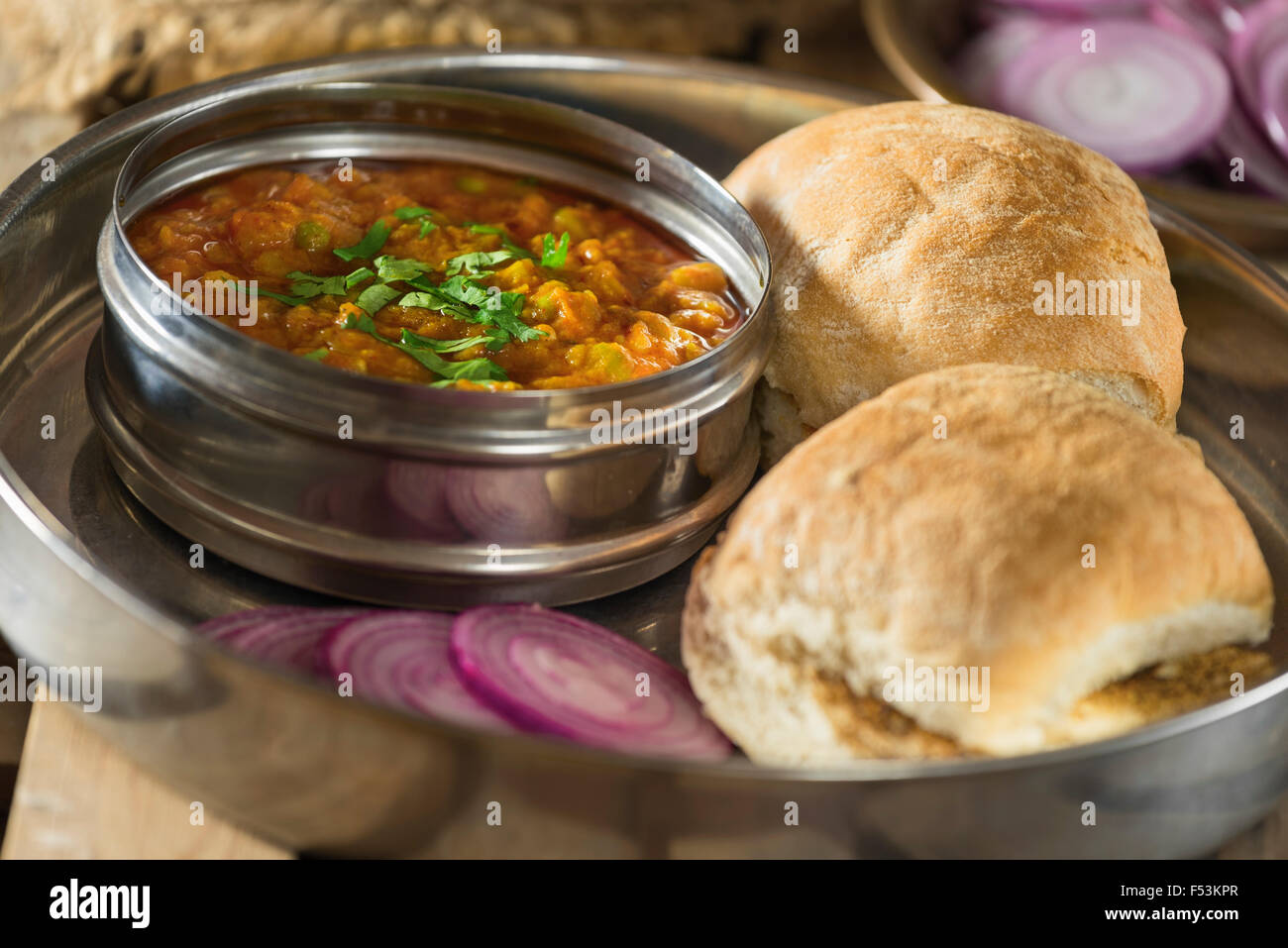 Pav bhaji. Indian street food. Stock Photo