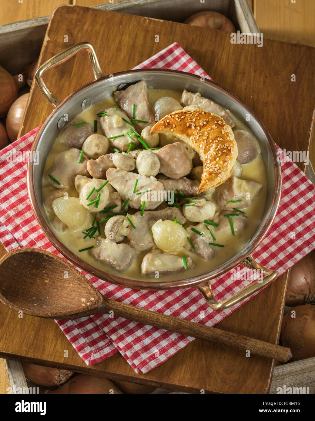 Blanquette de veau à l'ancienne. White veal stew. France Food Stock