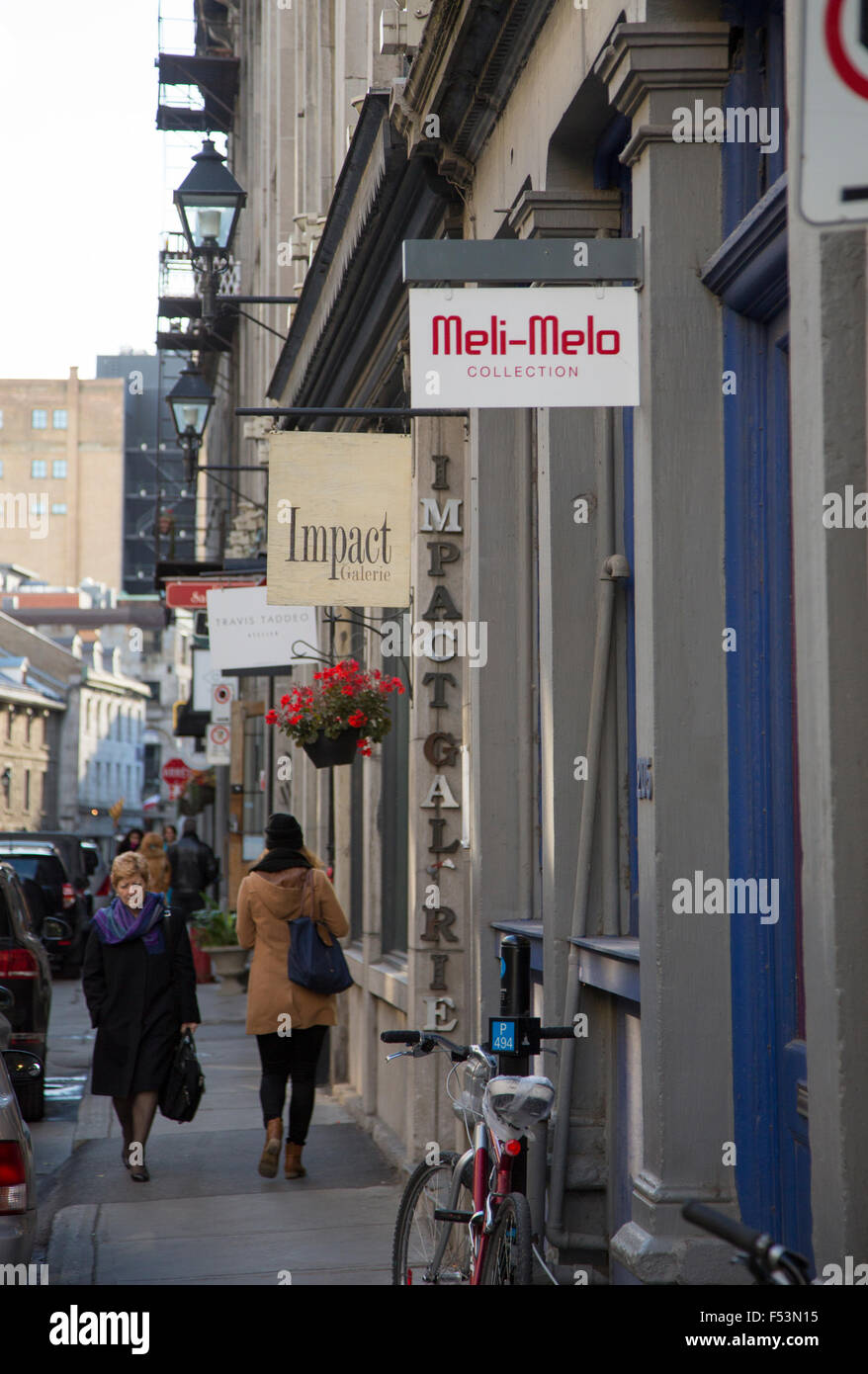 Shop and Boutiques of Old Montreal, Quebec Canada Stock Photo