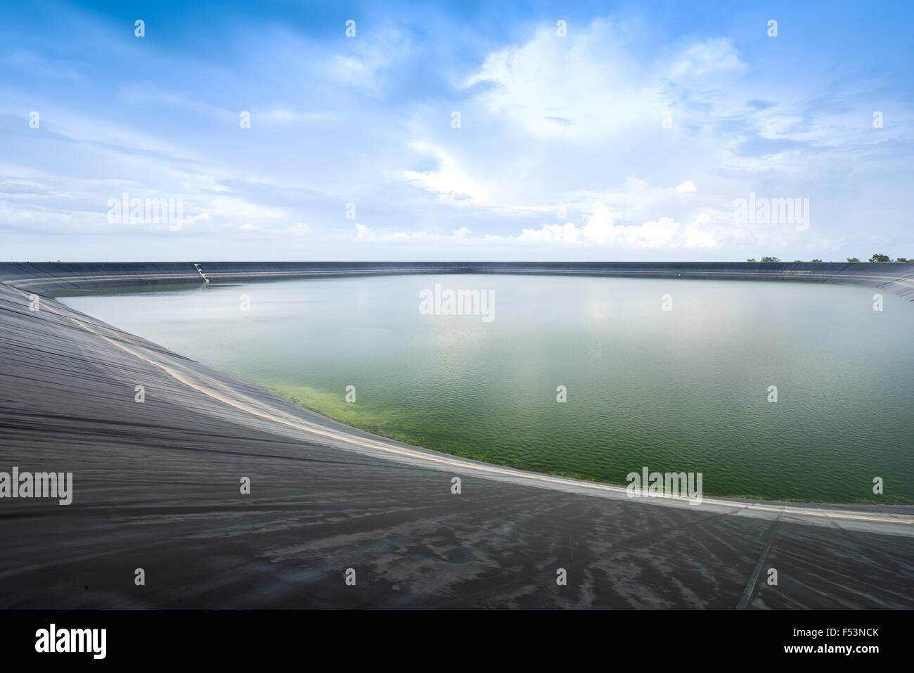 Lam Takong reservoir (water reservoir with plastic liner), Nakhon Ratchasima, Thailand Stock Photo