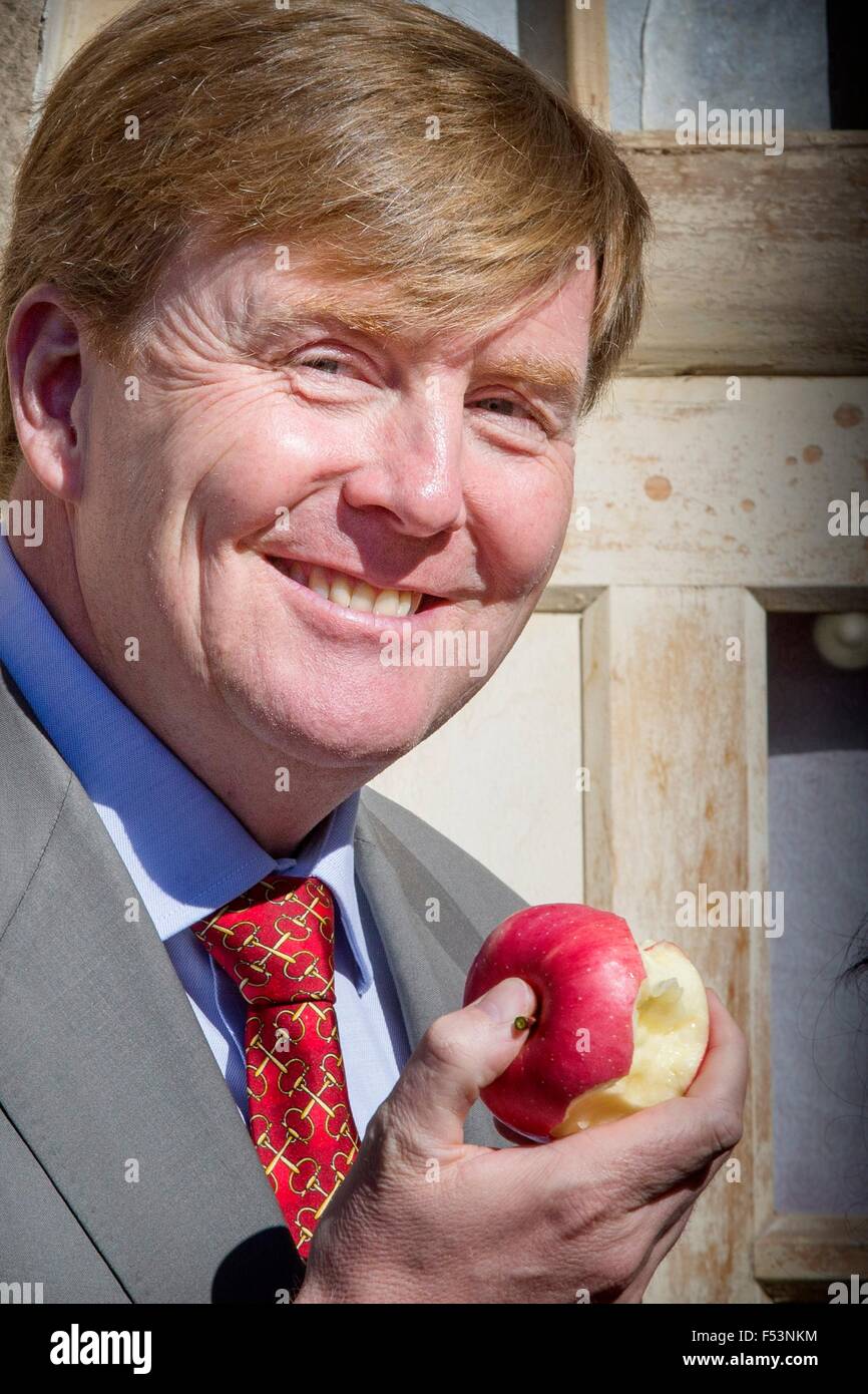 Loess Plateau, China. 27th Oct, 2015. King Willem-Alexander of The Netherlands visits an apple farm at Loess Plateau, China, 27 October 2015. The King and Queen are in China for an 5 day state visit. Photo: Patrick van Katwijk/ POINT DE VUE OUT - NO WIRE SERVICE -/dpa/Alamy Live News Stock Photo