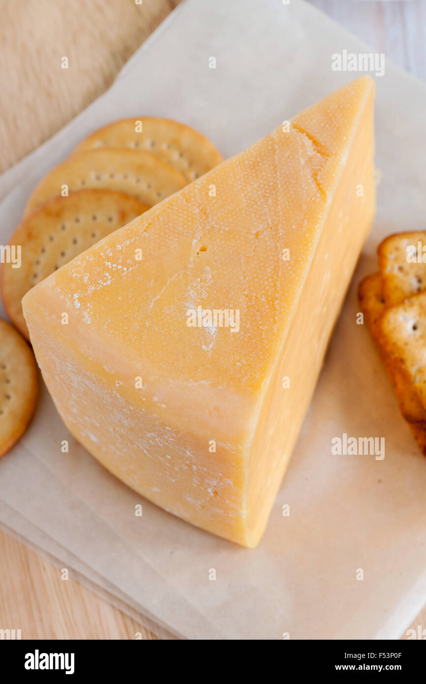 Double Gloucester a traditional creamy semi hard British cheese Stock