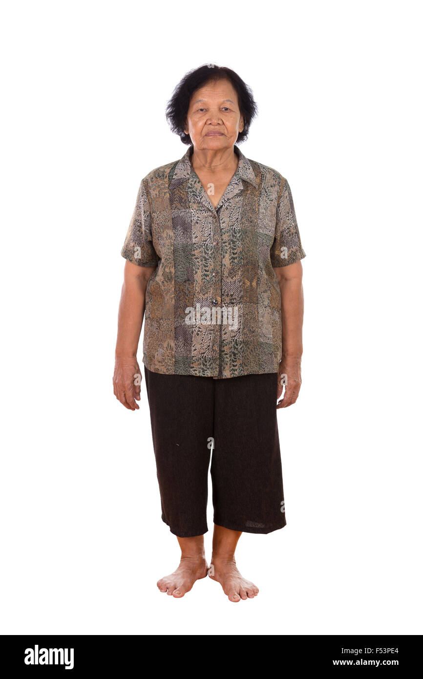 portrait of asian old woman isolated on white background Stock Photo