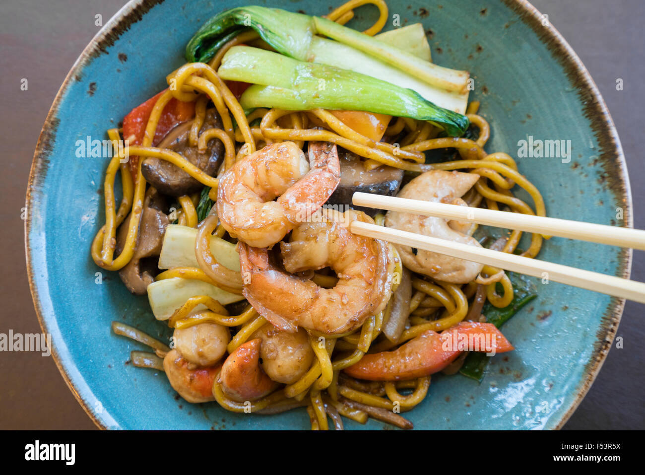 Stir fry seafood Hokkien noodle Stock Photo
