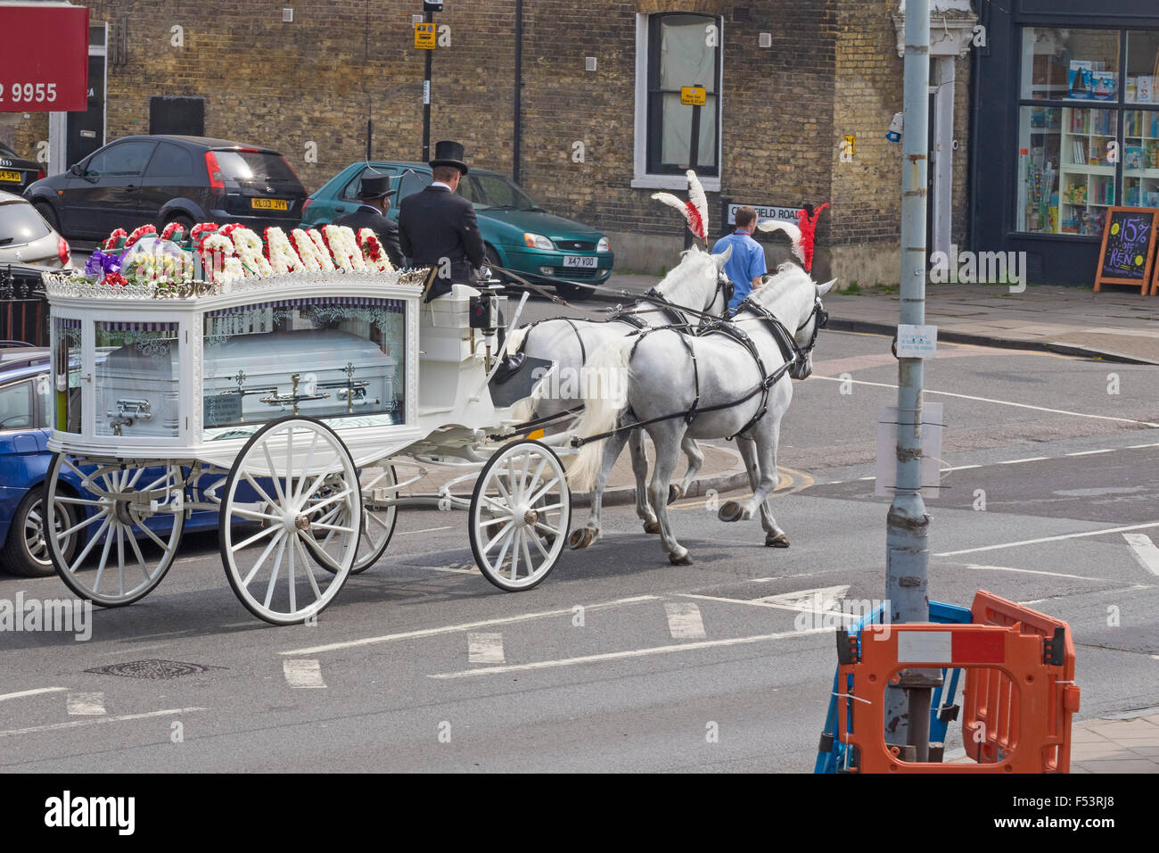 A horsedrawn funeral carriage in South London's Lewisham Stock Photo Alamy