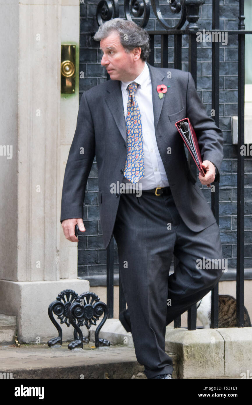 Downing Street, London, UK. October 27th 2015. Oliver Letwin leaves 10 Downing Street after attending the weekly cabinet meeting. Credit:  Paul Davey/Alamy Live News Stock Photo