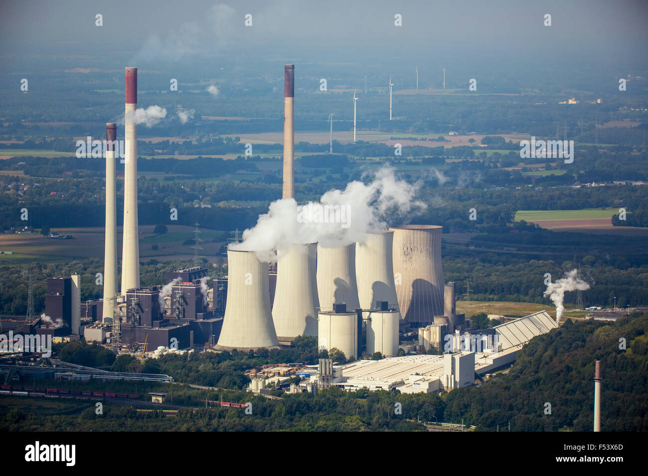 E.ON Scholven Power Station, coal-fired power plant, cooling towers, Gelsenkirchen-Buer, Gelsenkirchen, Ruhr district Stock Photo