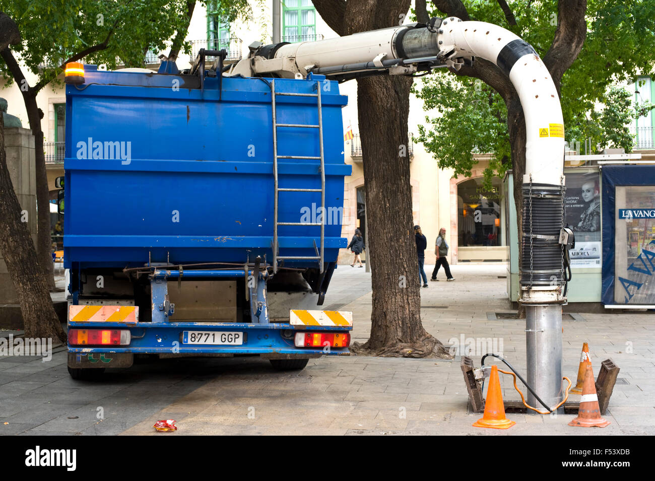 Cleaning drains & sewers on street in Barcelona Catalonia Spain ES Stock Photo