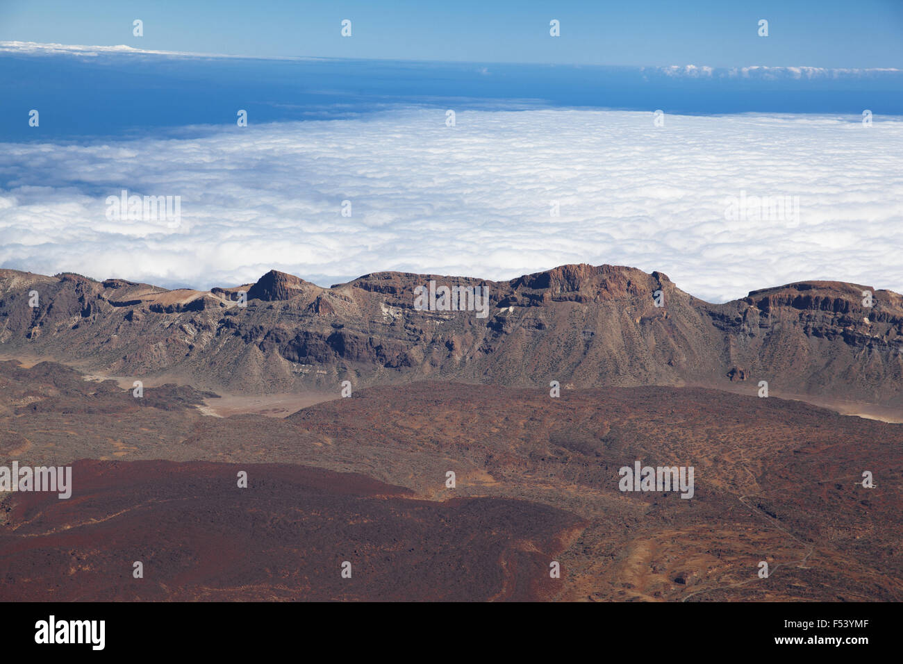 Beautiful aerial view on the caldera of the volcano Teide, Tenerife, Canary islands, Spain Stock Photo