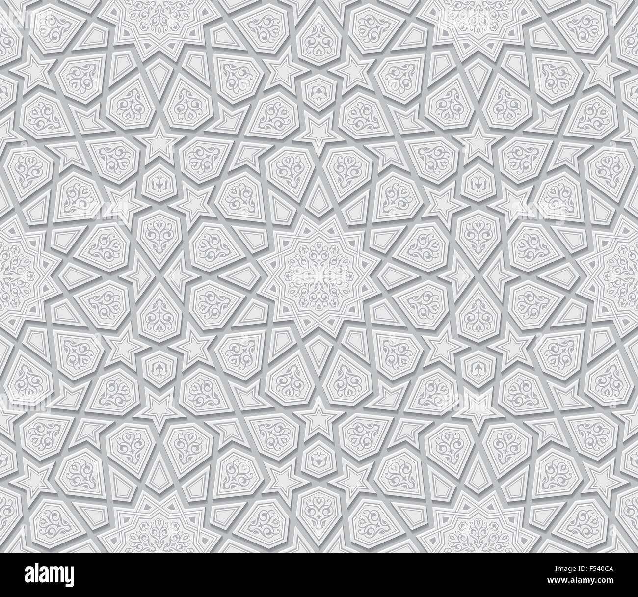 Islamic Star Ornament Light Grey Background, Vector 