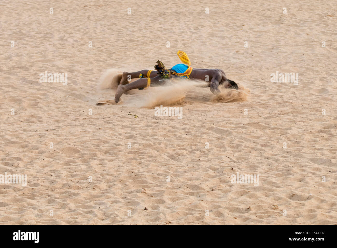Palmas, Brazil. 26th Oct, 2015. Pareci warriors demonstrate their traditional sport, during which they can only touch the ball with their heads, during the International Indigenous Games, in the city of Palmas, Tocantins State, Brazil. Credit:  Sue Cunningham Photographic/Alamy Live News Stock Photo