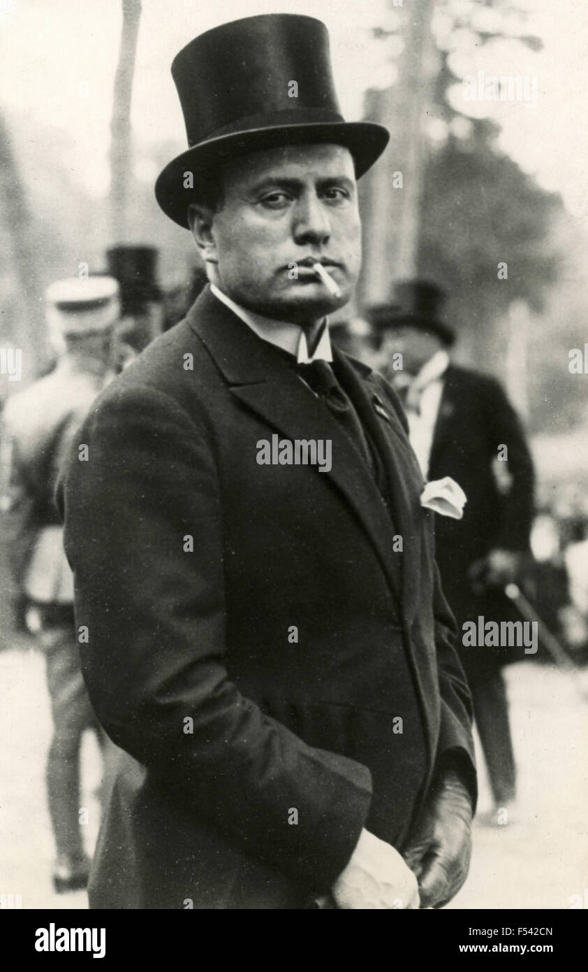 The Italian dictator Benito Mussolini with the hat, Italy Stock Photo