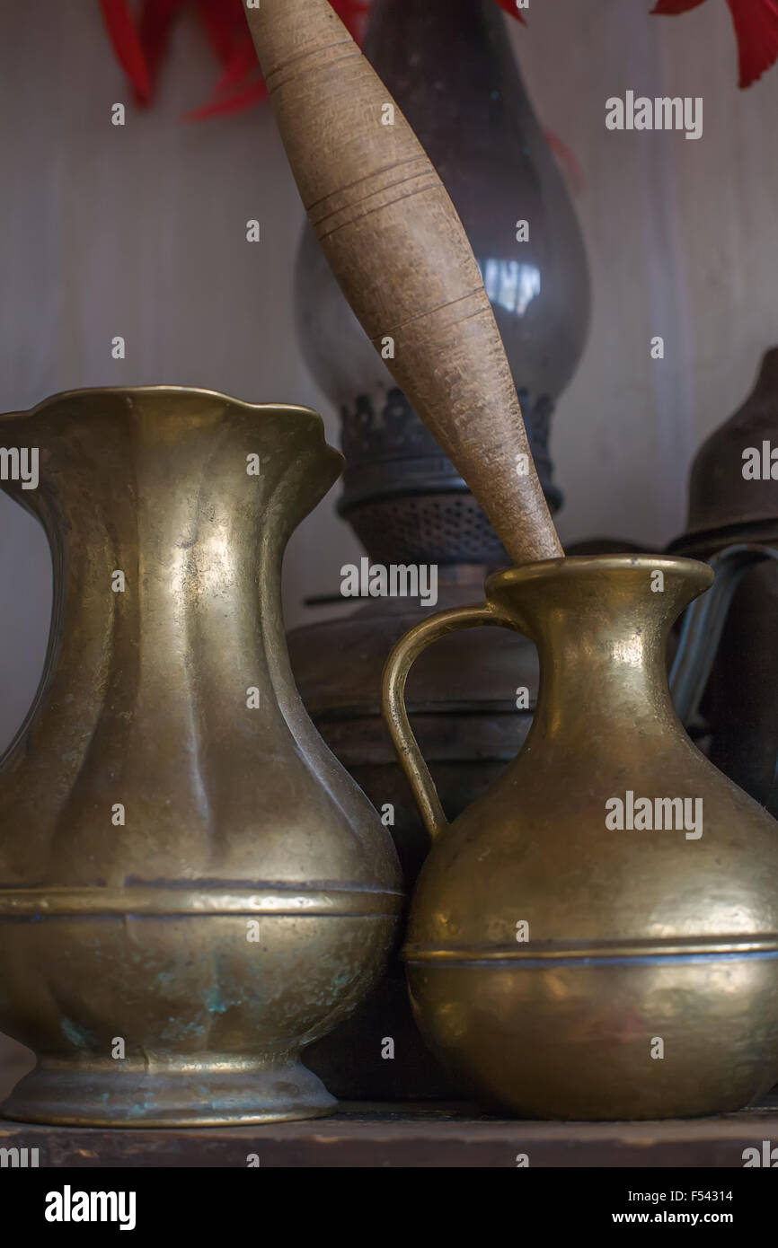 Old oriental vase and mortar Stock Photo