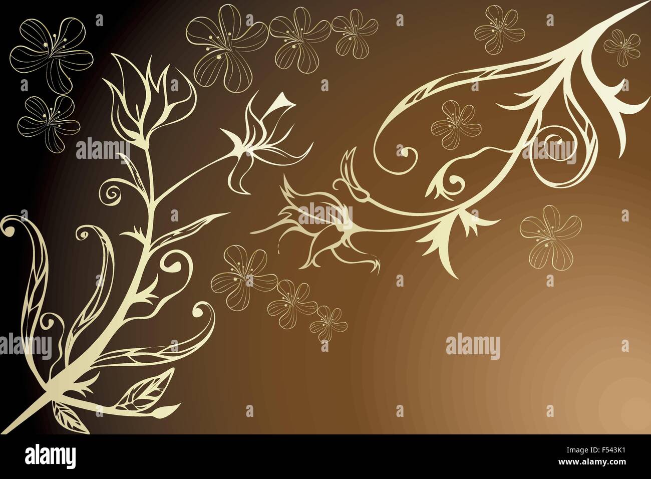 Golden floral design - Illustration with room for text Stock Vector