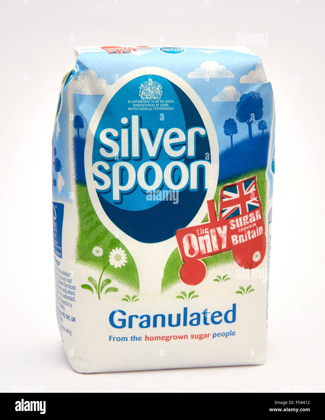 A silver spoon 1 kilo bag of sugar Stock Photo