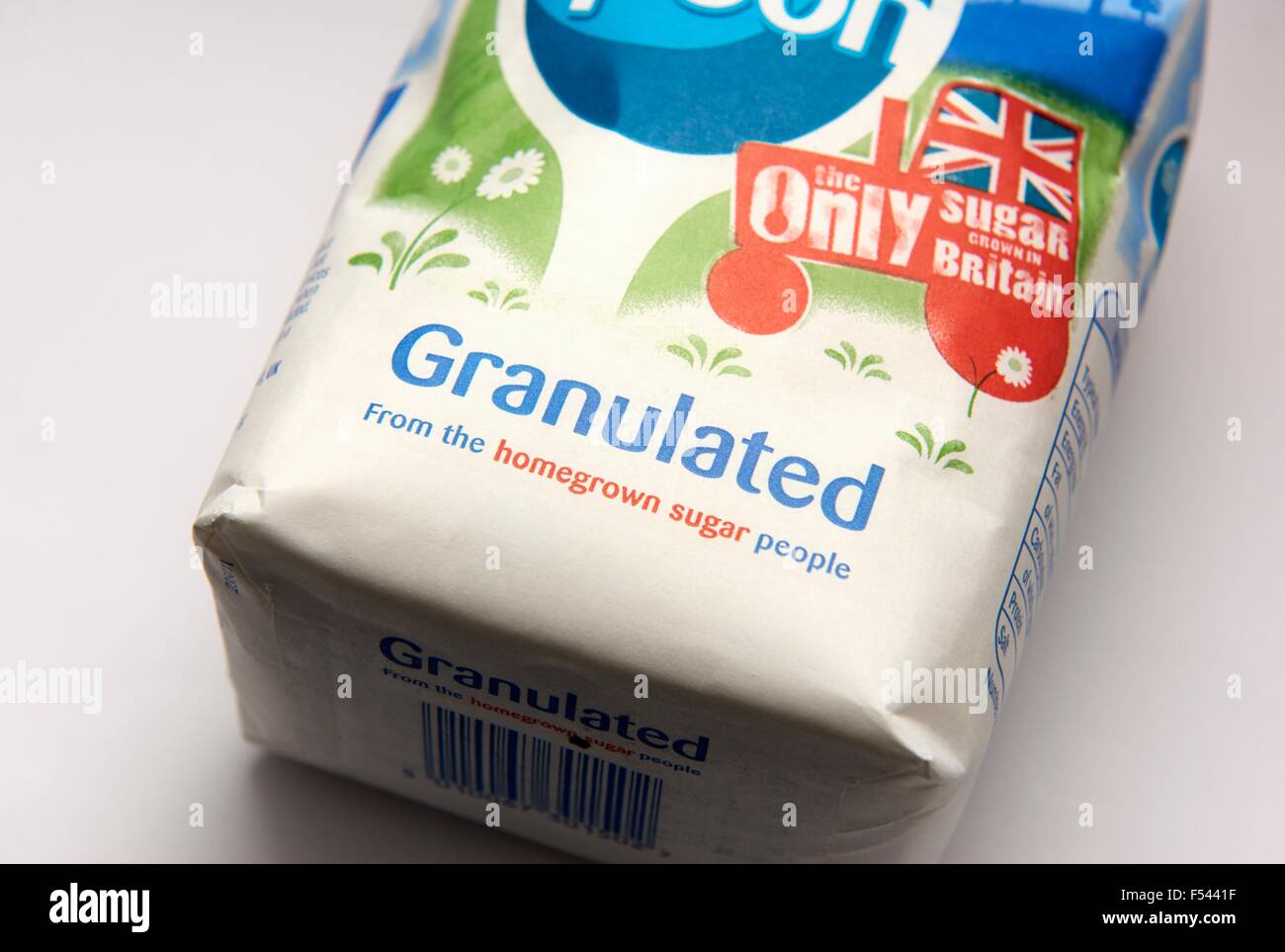 A 1 kilo bag of sugar Stock Photo